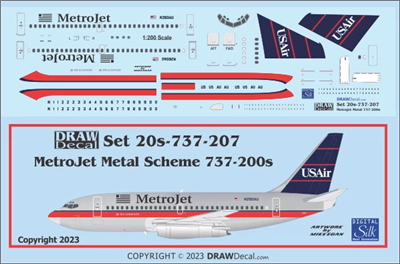 1:200 MetroJet (US Air metal cs) Boeing 737-200