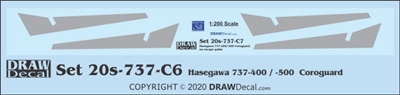 1:200 Boeing 737-400/500/300 Corogard (Hasegawa kit), Top surfaces only, without wing escape markings.  Two Sets