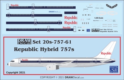 1:200 Repulic (hybrid Northwest Orient c/s) Boeing 757-200