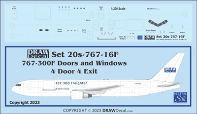 1:200 Boeing 767-300F Windows, 4 Door, 4 Overwing Exits