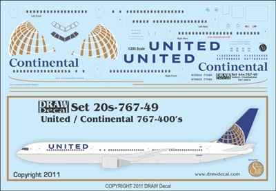 1:200 United Airlines / Continental Airlines Boeing 767-400ER