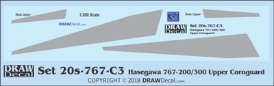 1:200 Boeing 767-200 / -300 Corogard (Top surfaces only, without wing escape markings)