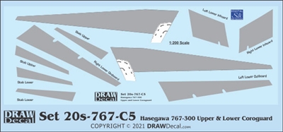 1:200 Boeing 767-200 / -300 Corogard (Top & Bottom surfaces, without wing escape markings)