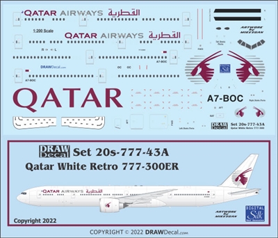 1:200 Qatar Airways (white retro) Boeing 777-300ER