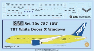 1:200 Boeing 787-800 White Doors, Windows & Details