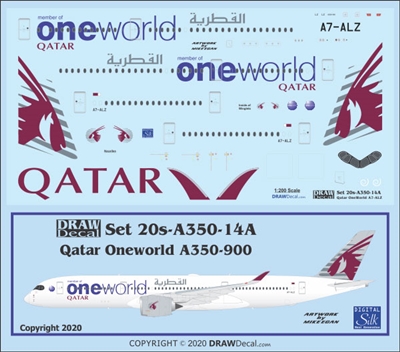 1:200 Qatar Airways 'OneWorld' Airbus A.350-900