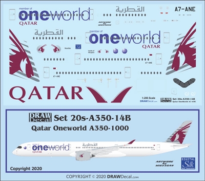 1:200 Qatar Airways 'OneWorld' Airbus A.350-1000