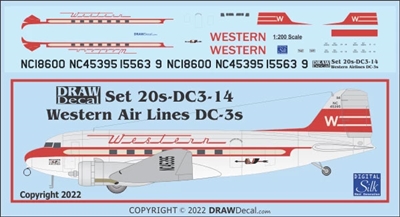 1:200 Western Airlines Douglas DC-3 (bare metal crown)