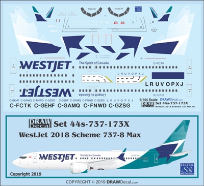 1:144 WestJet (2018 cs) Boeing 737-MAX8