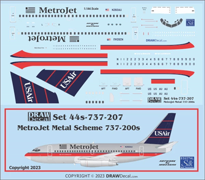 1:144 MetroJet (US Air metal cs) Boeing 737-200