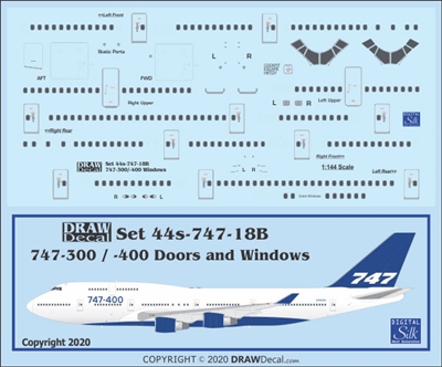 1:144 Boeing 747-300 / -400 Windows, Door & Details