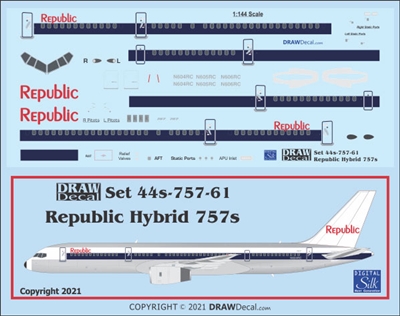 1:144 Repulic (hybrid Northwest Orient c/s) Boeing 757-200