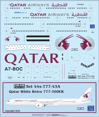 1:144 Qatar Airways (white retro) Boeing 777-300ER