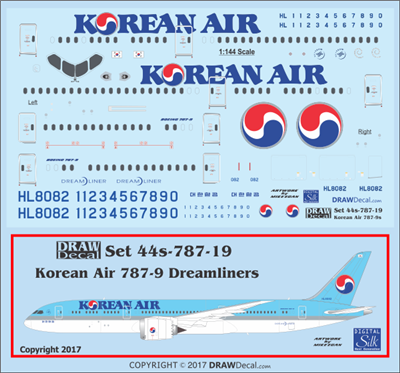 1:144 Korean Air Boeing 787-9