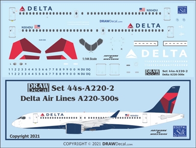 1:144 Delta Airlines (2007 cs) Airbus A.220-300