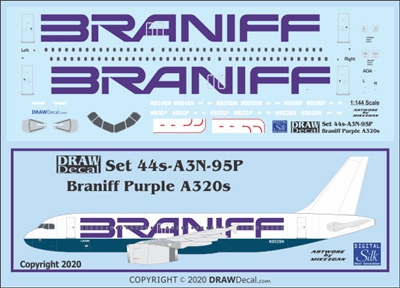 1:144 Braniff (purple titles) Airbus A.320