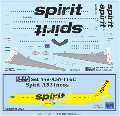 1:144 Spirit Airlines Airbus A.321NEO (with Corogard)