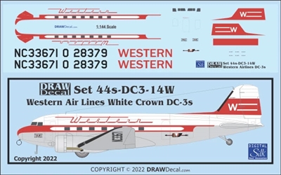 1:144 Western Airlines Douglas DC-3 (white crown)