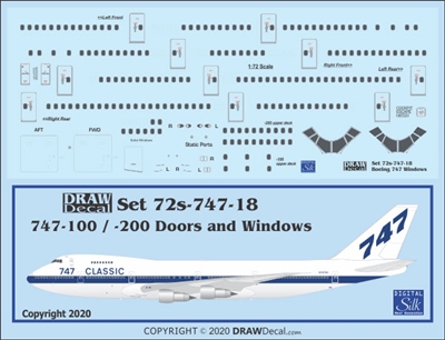 1:72 Boeing 747-100 / -200 Windows, Door & Details