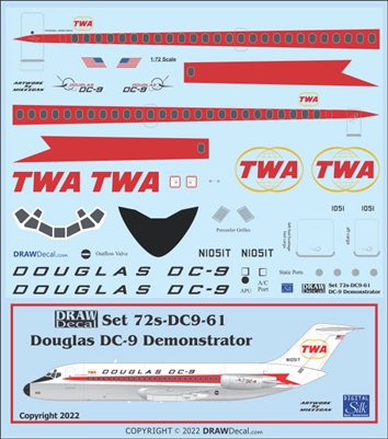 1:72 Douglas Demonstrator' / TWA (twin globe cs) Douglas DC-9-10