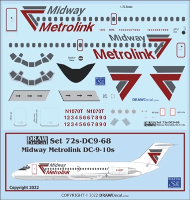 1:72 Midway Airlines Metrolink Douglas DC-9-14