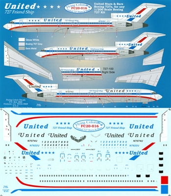 1:200 United Airlines 'Stars & Bars' Boeing 727's