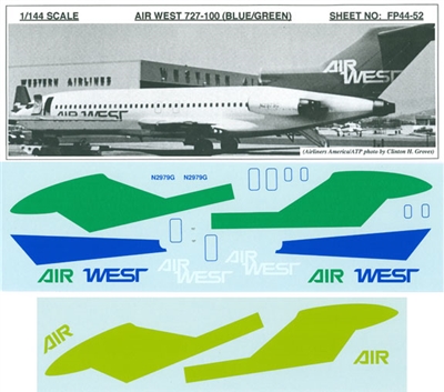 1:144 Air West (Blue & Green) Boeing 727-100