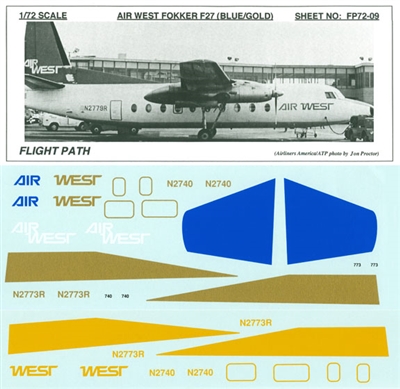 1:72 Air West (blue & gold) Fokker F.27 Friendship
