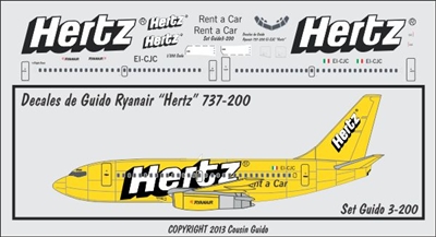 1:200 Ryanair 'Hertz Rent A Car' Boeing 737-200