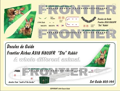 1:144 Frontier Airbus A.318 N803FR 'Stu' Rabbit