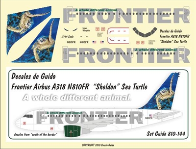 1:144 Frontier Airbus A.318 N810FR 'Sheldon' the Sea Turtle