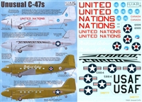 1:72 Unusual Douglas C.47 - United Nations Canada, USAF / Carco Air Service,  USAAF / Northeast Airlines,  USAF / Military Air Attache:  American Legation, Wellington