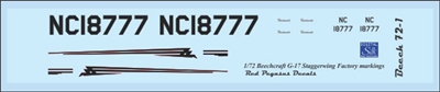 1:72 Beechcraft G-17 Staggerwing Factory Markings