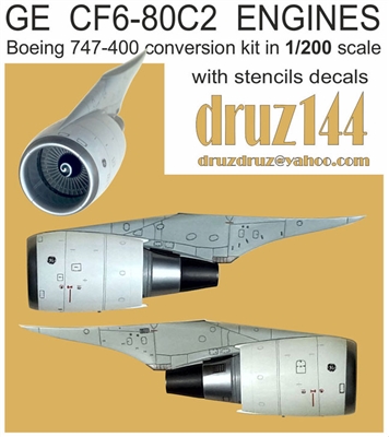 1:200 GE CF6-80C2 Engines (4) for Boeing 747-400 (Later Version)