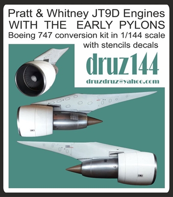 1:144 Pratt & Whitney PW JT9D Engines (4) for Boeing 747-100/200/300 (early pylons)