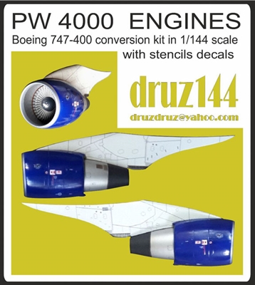 1:144 Pratt & Whitney PW 4000 series Engines (4) for Boeing 747-400