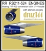 1:144 Rolls-Royce RB211-524 Engines (4) for Boeing 747-400 (Later Version)