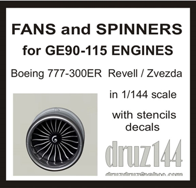 1:144 General Electric GE90-115 Engine Fans and Spinners (2), Boeing 777-300ER