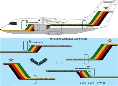 1:144 Air Zimbabwe Bae 146-200