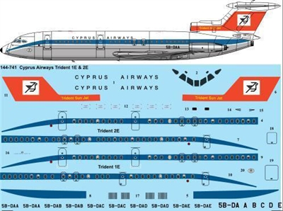 1:144 Cyprus Airways (late cs) Trident 1E & 2E