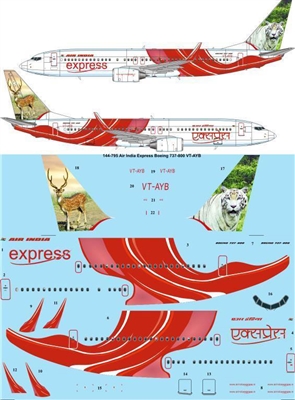 1:144 Air India Express Boeing 737-800 VT-AYB 'White Tiger'