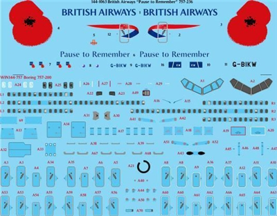 1:144 British Airways 'Pause to Remember' Boeing 757-200 (Zvezda kit)