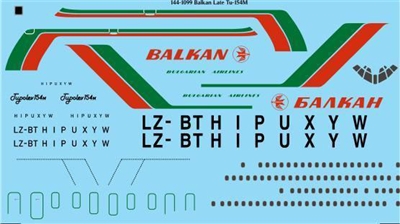 1:144 Balkan Bulgarian Airlines (later cs) Tupolev 154M