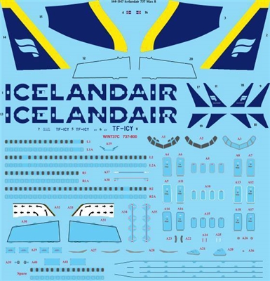 1:144 Icelandair (2022 cs) 'Golden Yellow' Boeing 737-MAX8