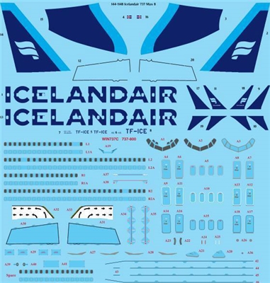 1:144 Icelandair (2022 cs) 'Sky Blue' Boeing 737-MAX8