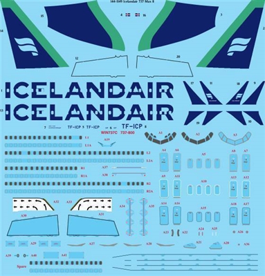1:144 Icelandair (2022 cs) 'Green' Boeing 737-MAX8