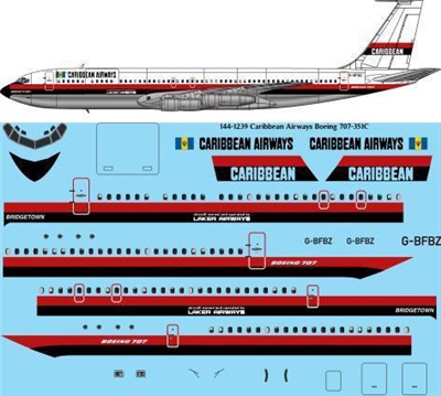 1:144 Caribbean Airways Boeing 707-320C