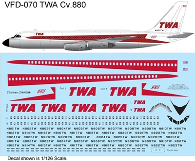 1:144 Trans World Airlines (delivery cs) Convair 880 (EE Kit)