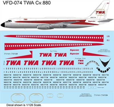 1:144 Trans World Airlines (1966 cs) Convair 880 (EE Kit)