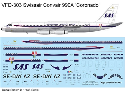 1:144 Scandinavian Airlines System Convair 990